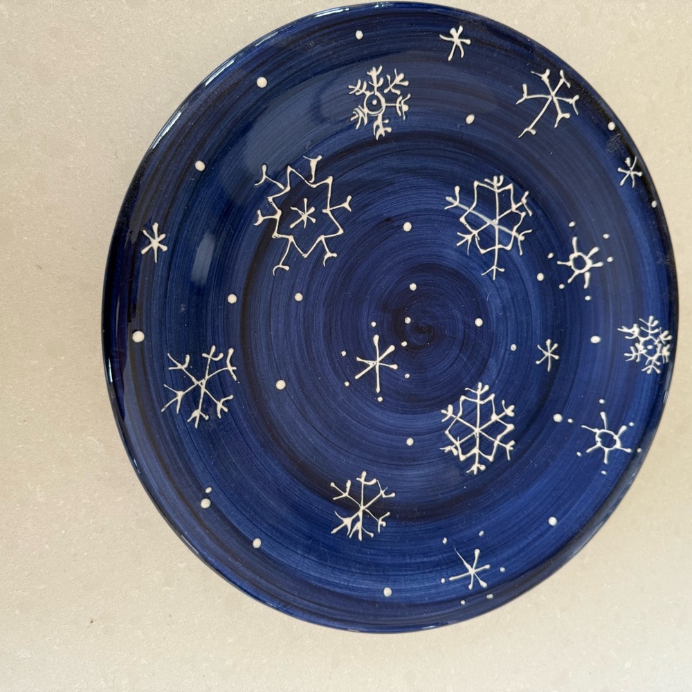 Flurries by make the season bright blue snowflake plate